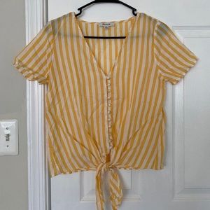 Madewell Yellow Striped Short sleeve Shirt XS